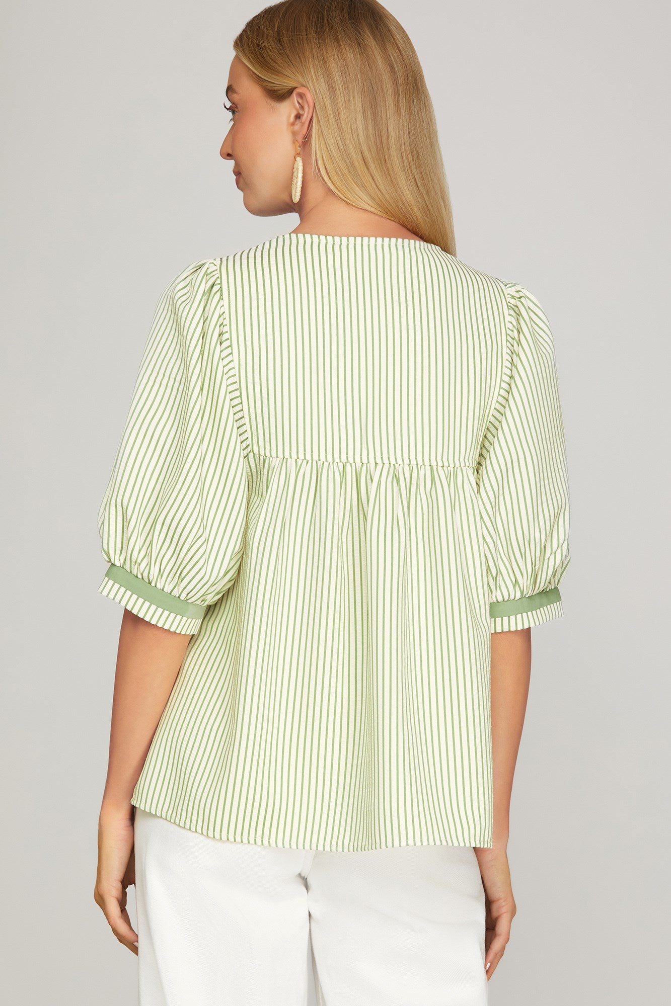 Striped Floral Embroidered Top