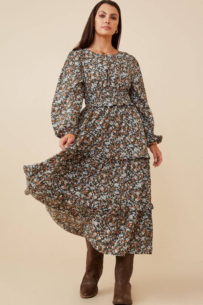 Ditsy Floral Ruffled Dress (Curvy)