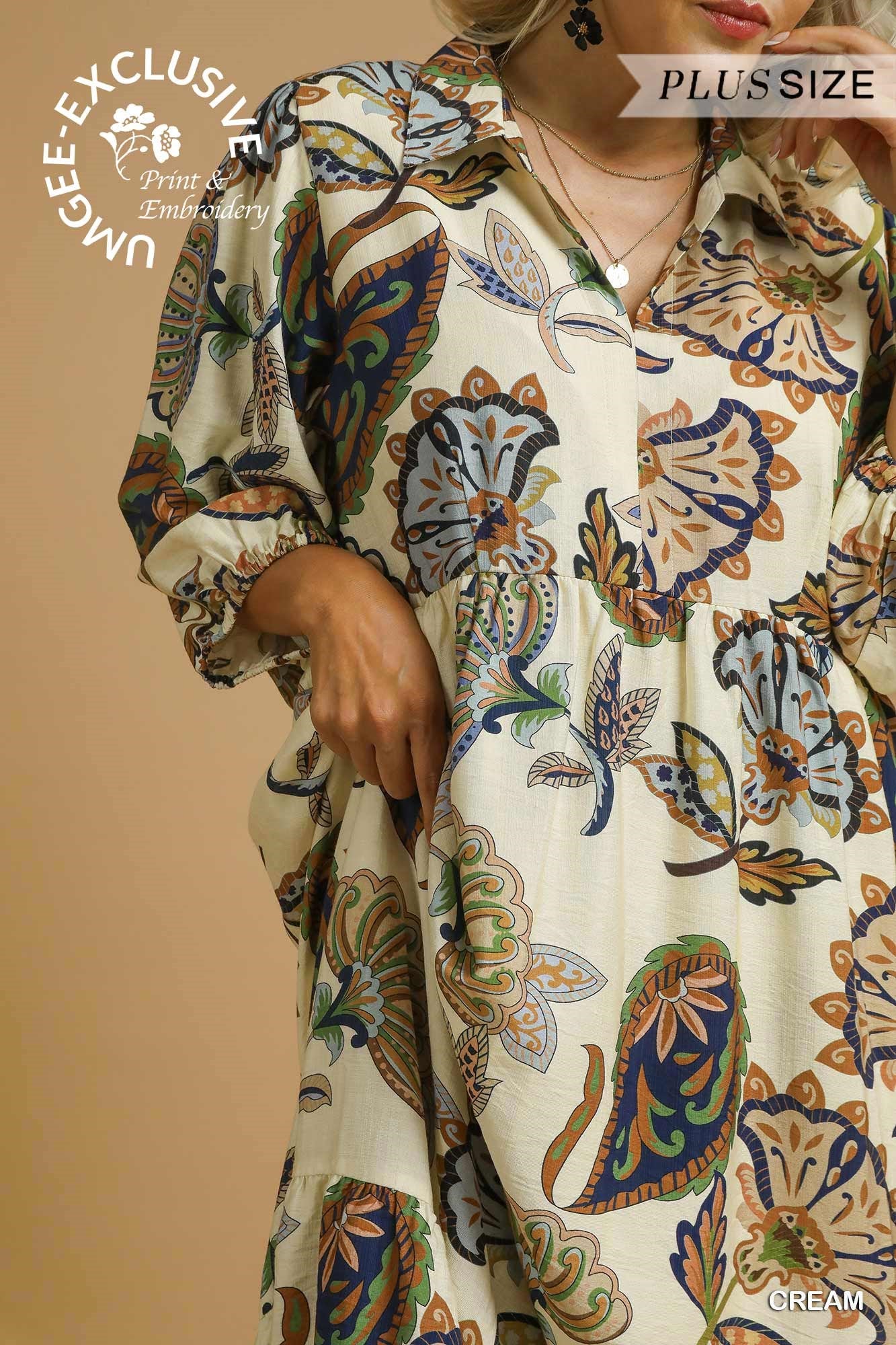 Boho Paisley Tiered Midi Dress (Curvy)