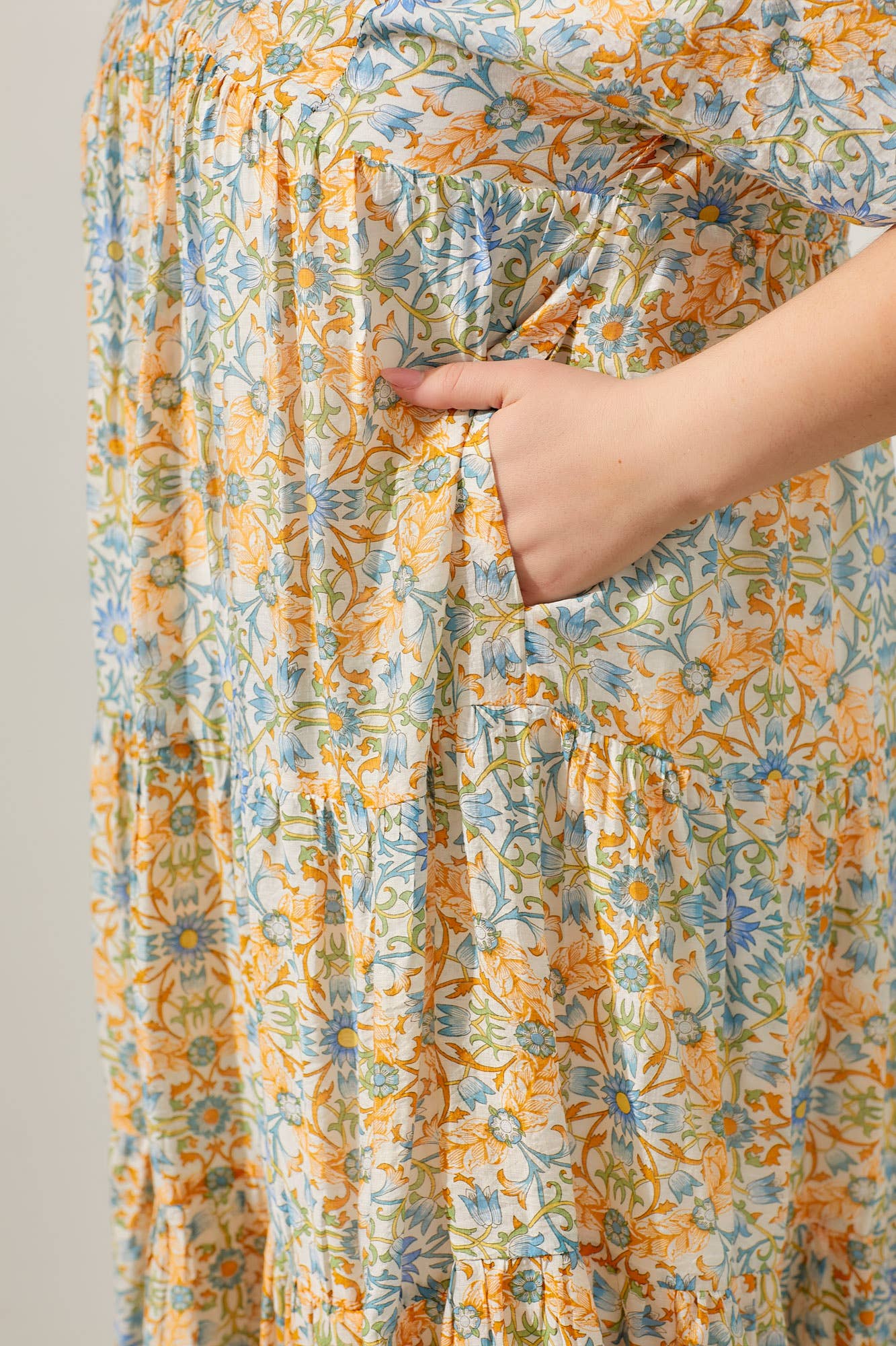 Plus Size Floral V-Neck Handkerchief Hem Maxi Dress