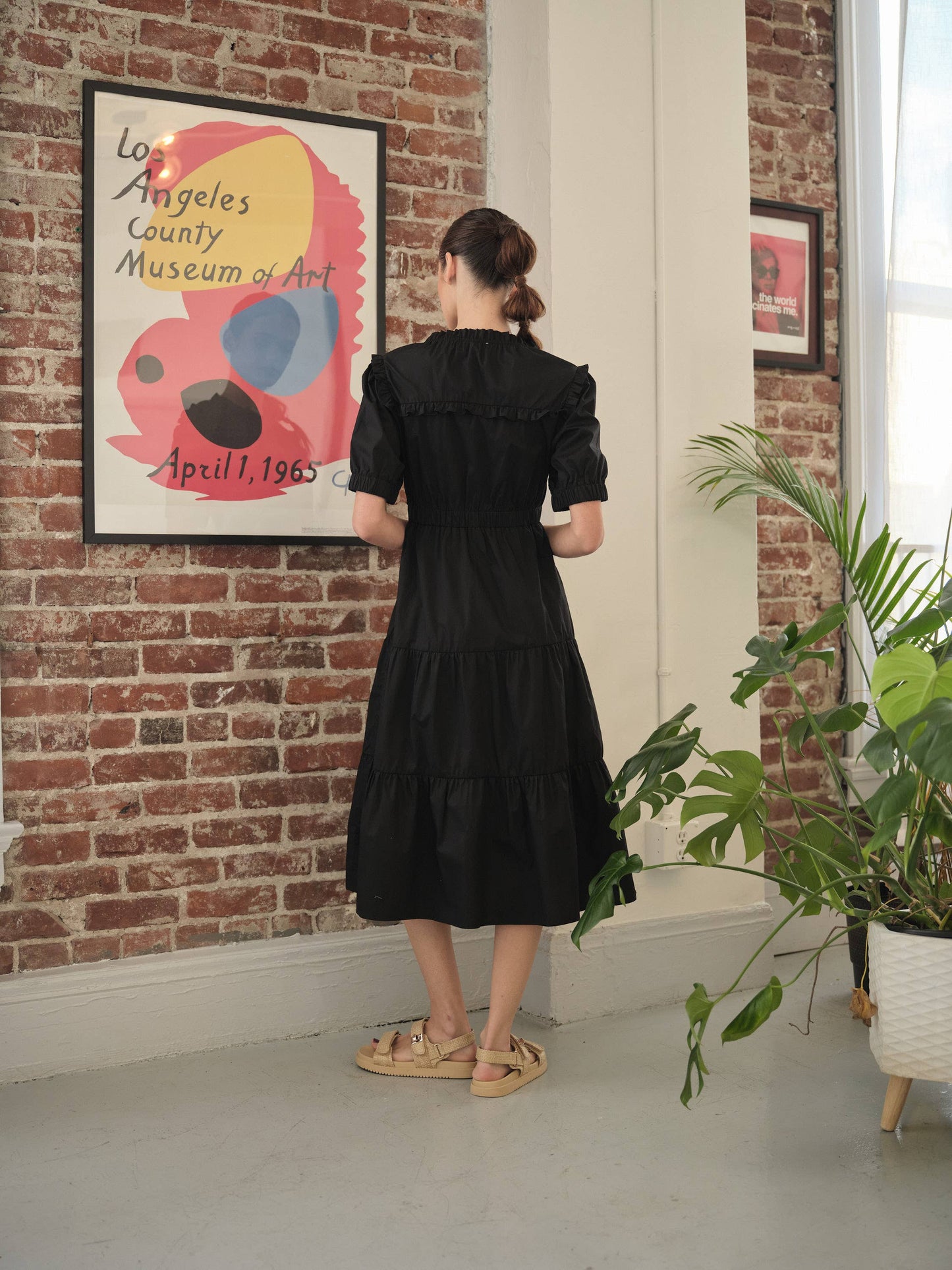 POPLIN RUFFLE BUTTON DOWN DRESS