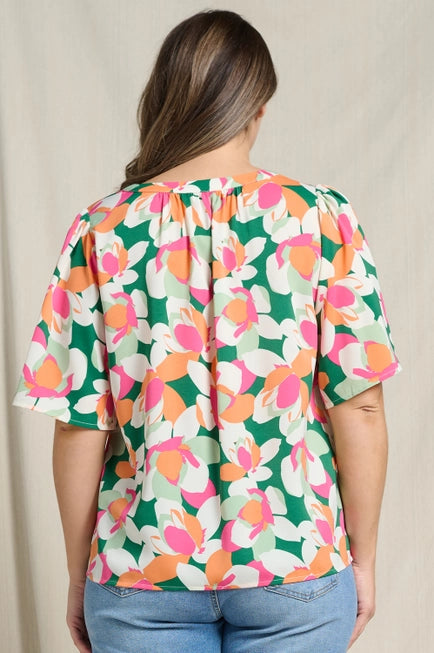 Abstract Floral Blouse Plus