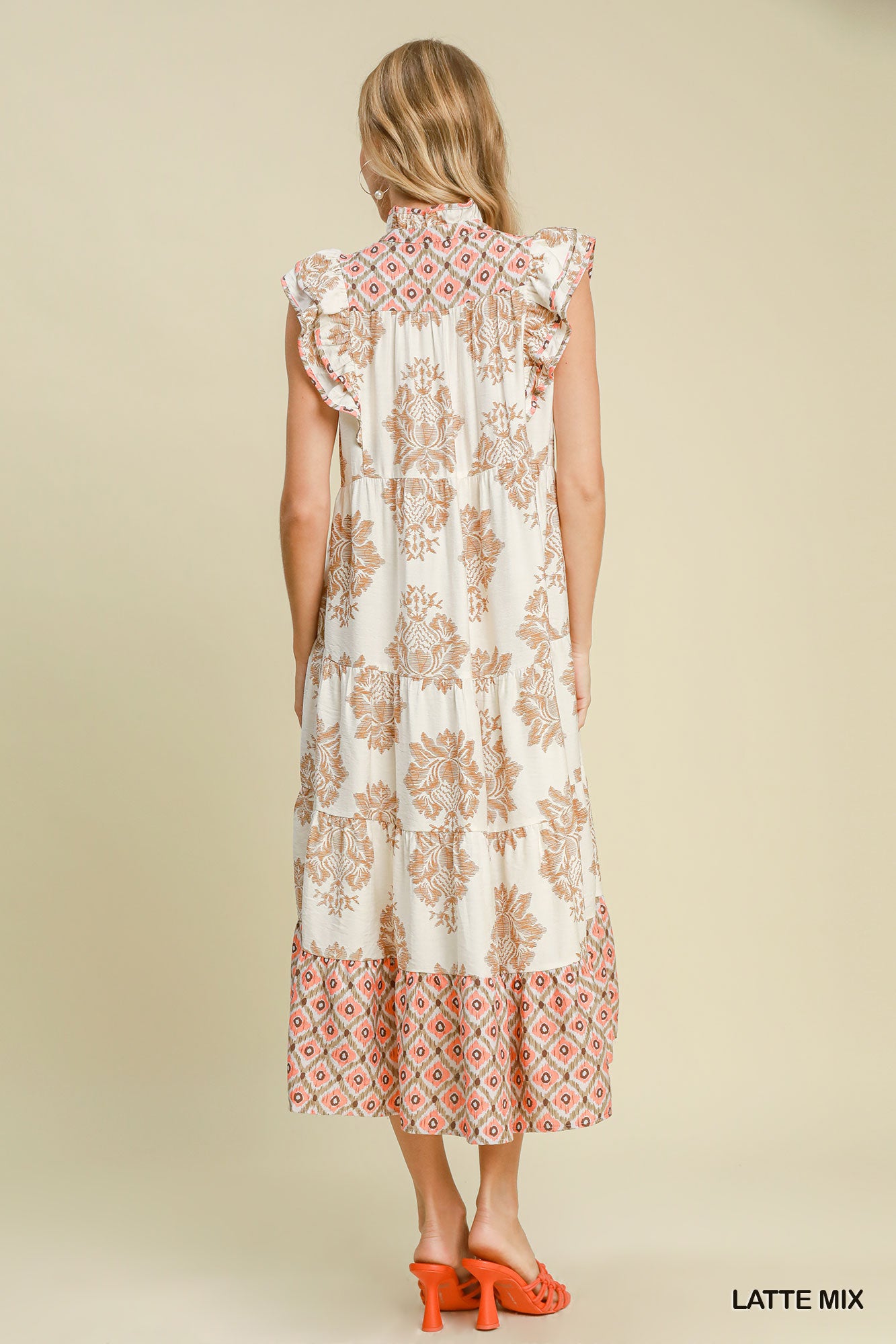 Latte Blossom Midi Dress