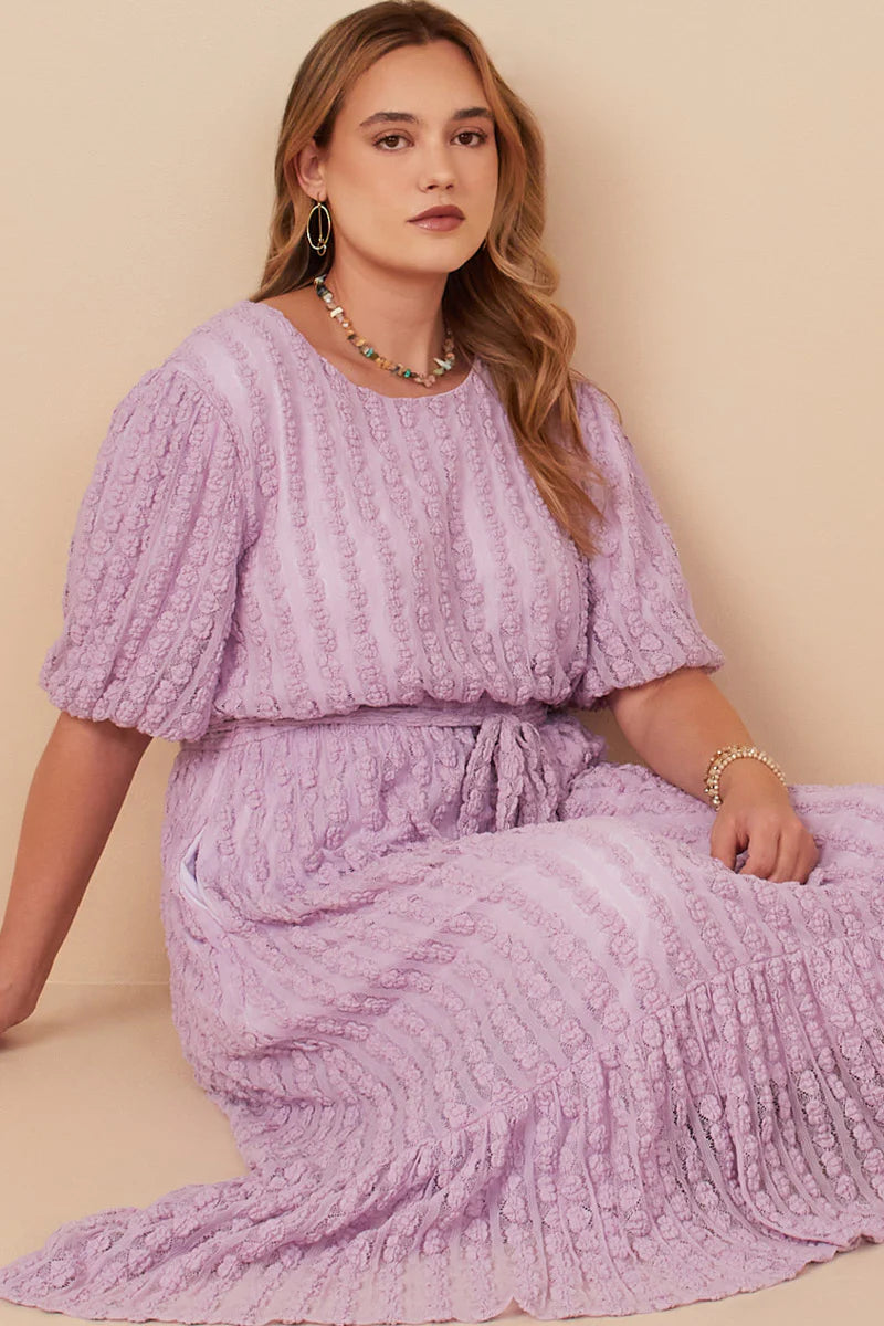 Women's Popcorn Textured Belted Dress (PLUS)