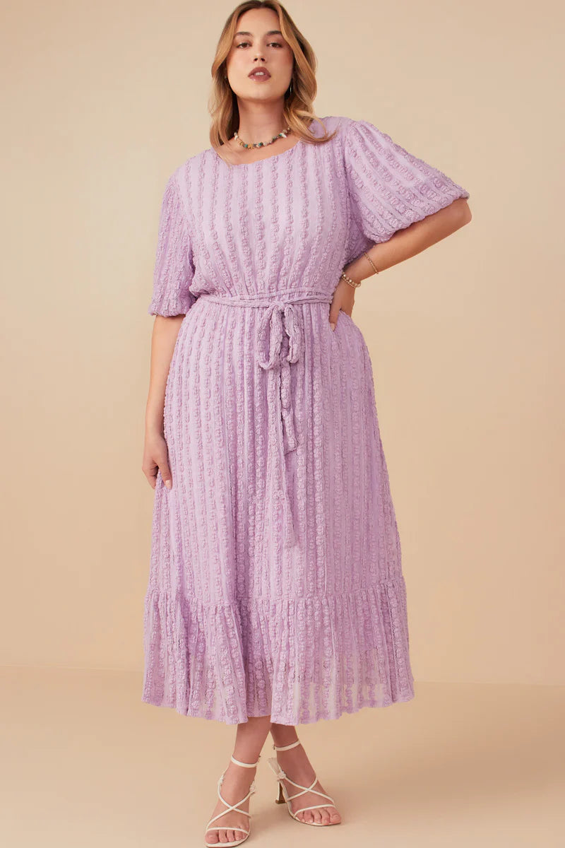 Women's Popcorn Textured Belted Dress (PLUS)