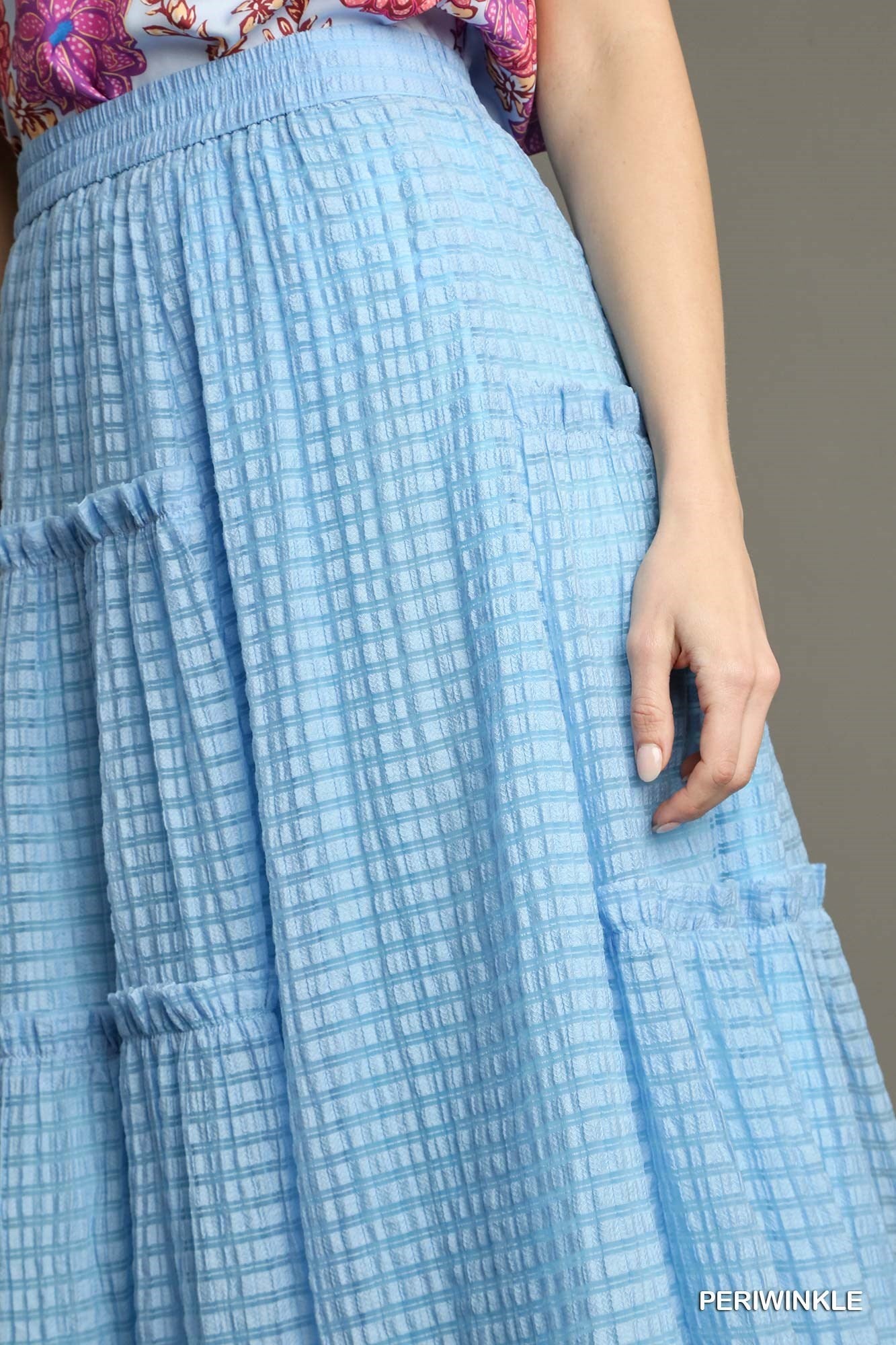 Textured Waistband Midi Skirt