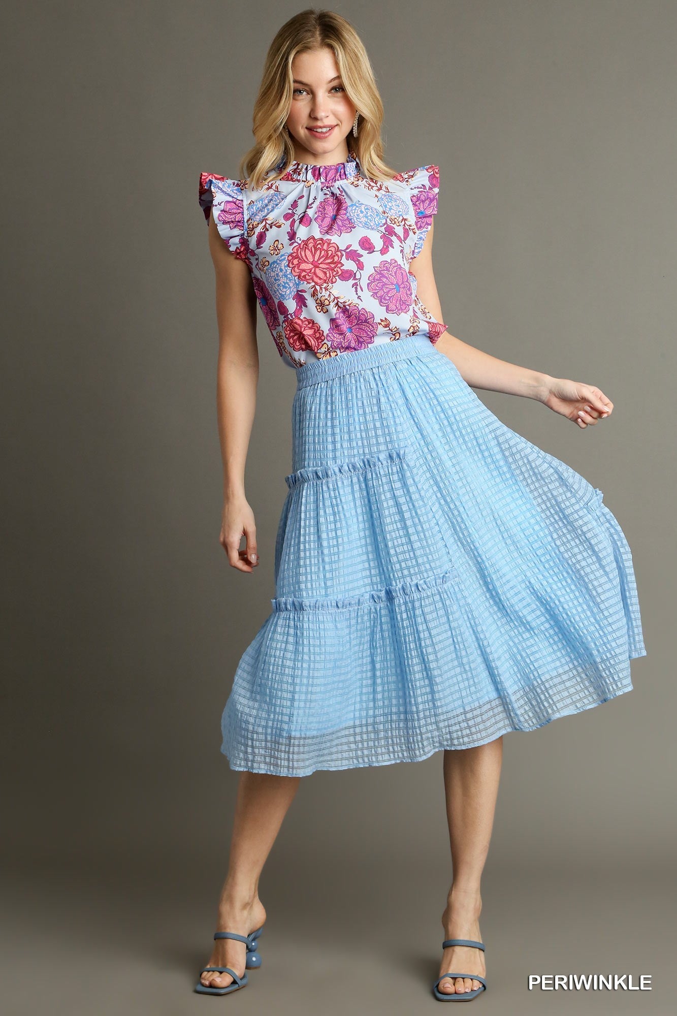 Textured Waistband Midi Skirt