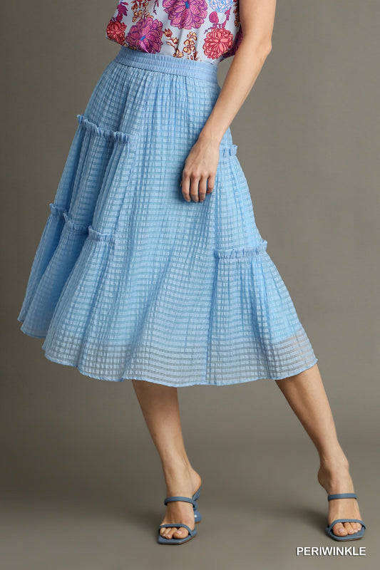 Textured Waistband Midi Skirt