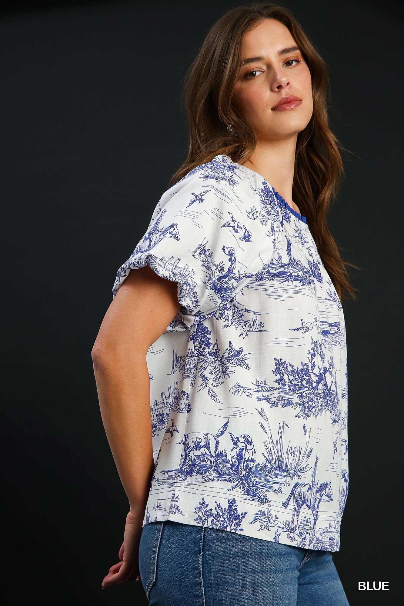 Blue Toile Top