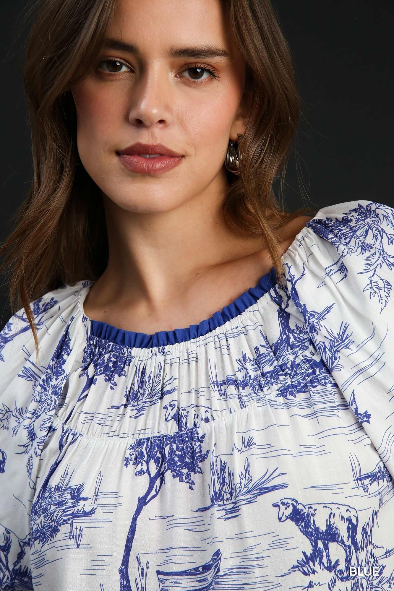 Blue Toile Top