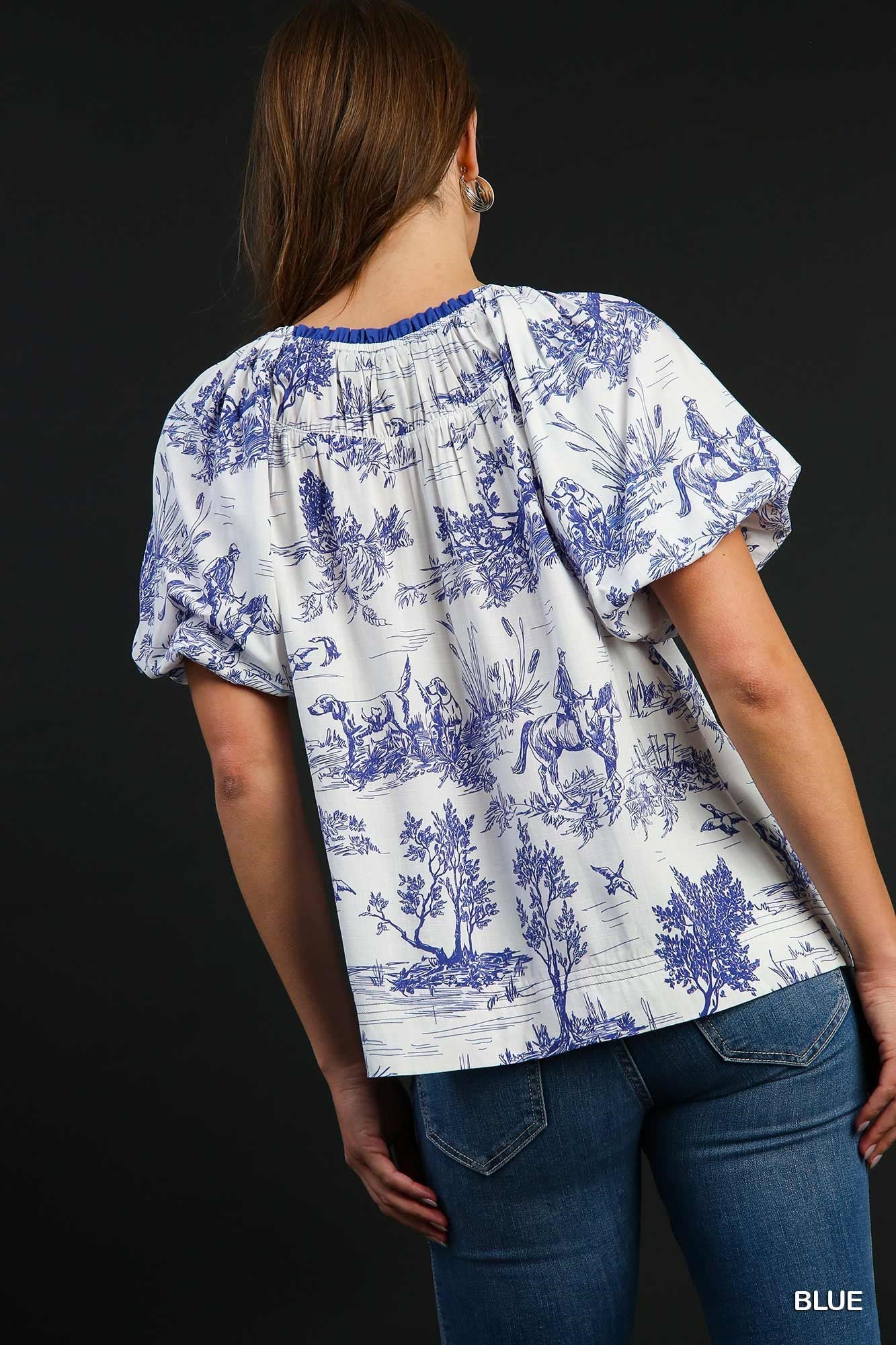 Blue Toile Top