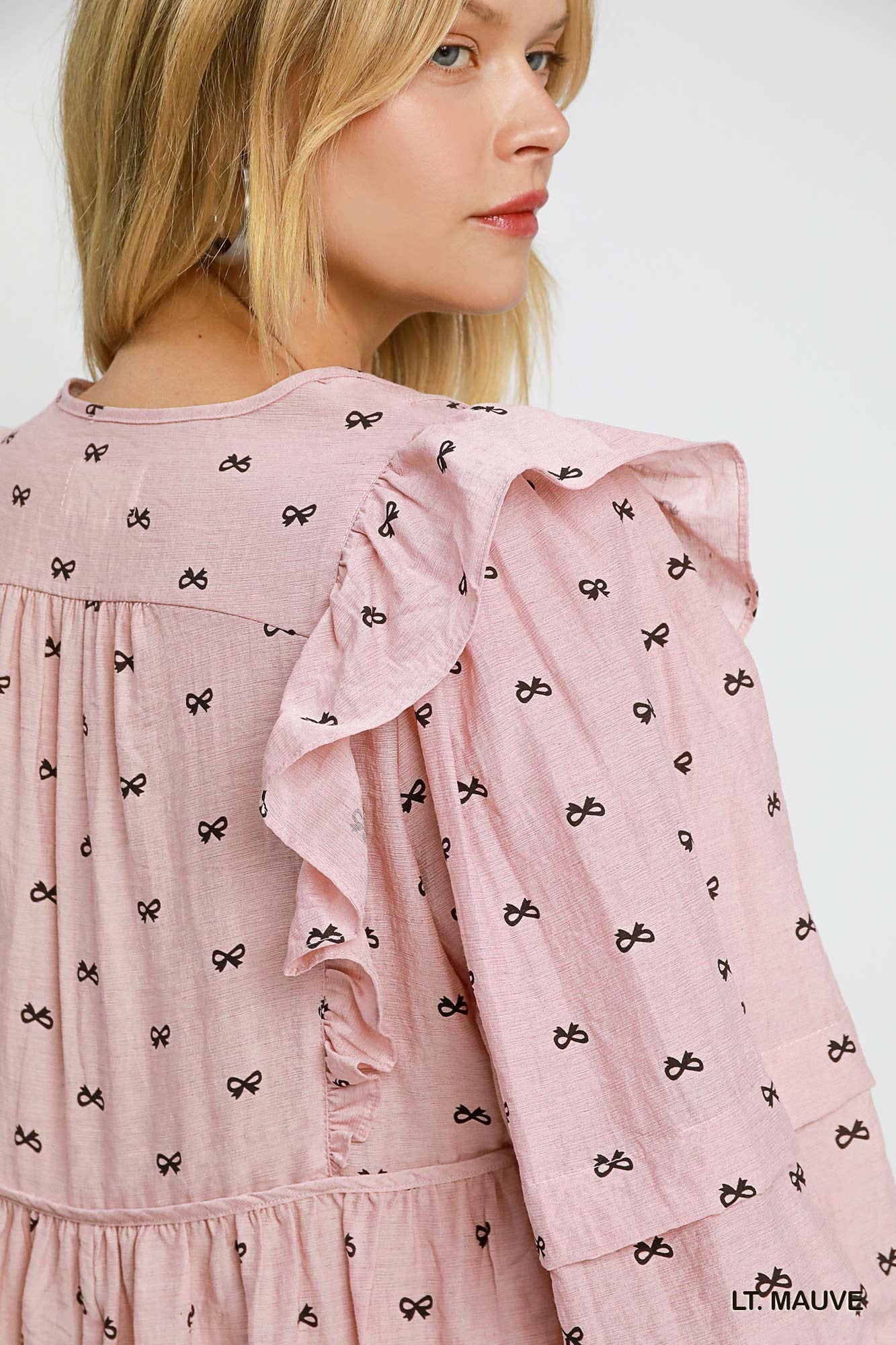Bow Print Peplum Top