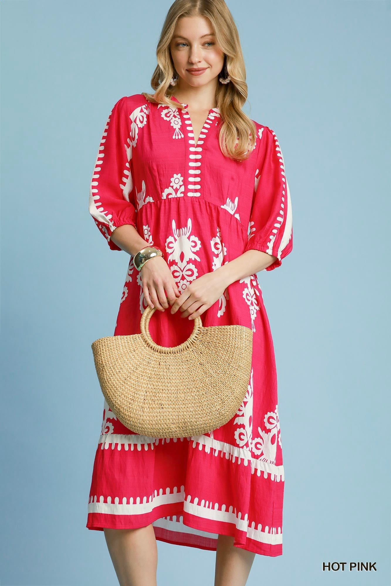 Two Tone Abstract Print Dress