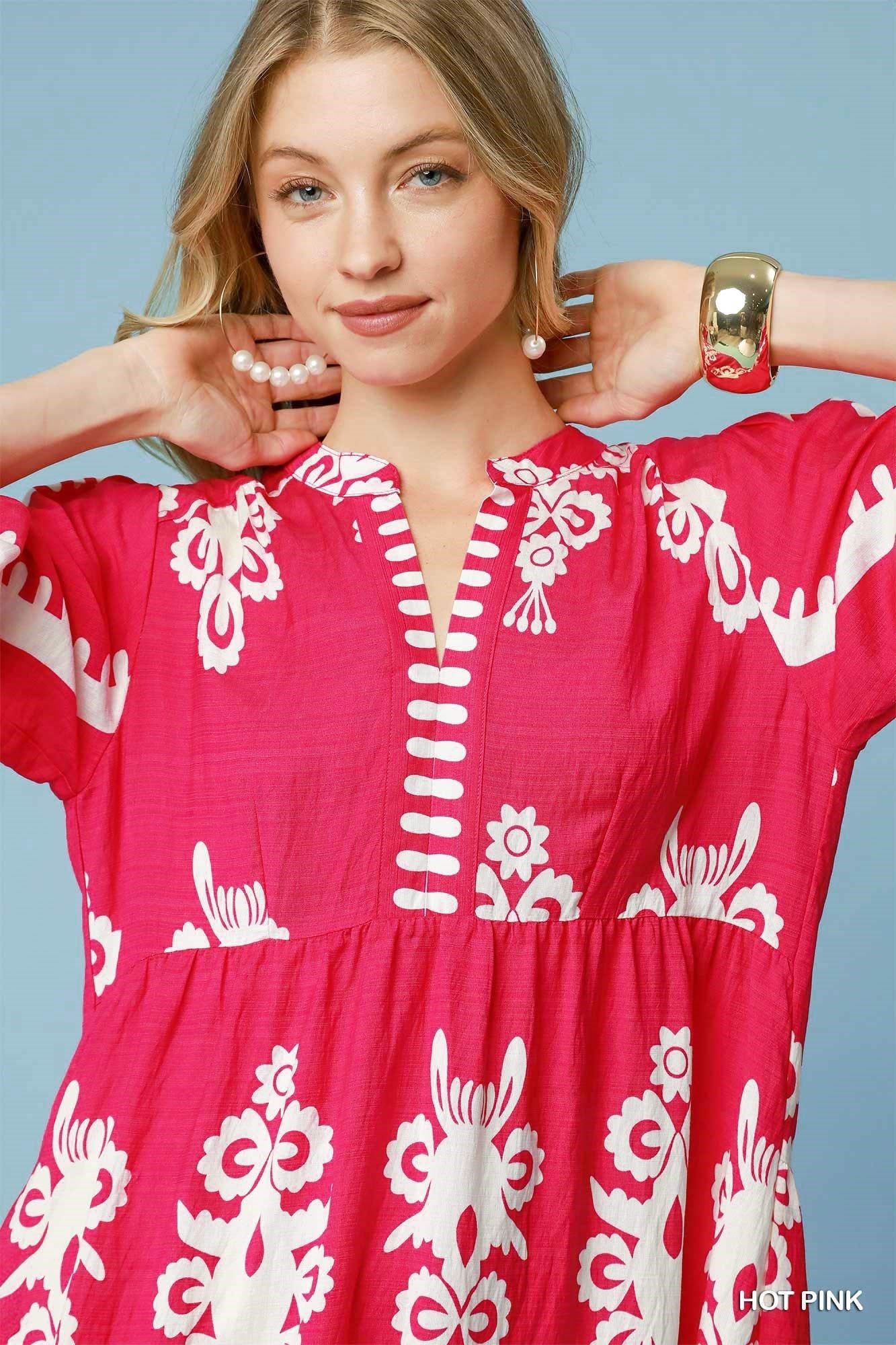 Two Tone Abstract Print Dress