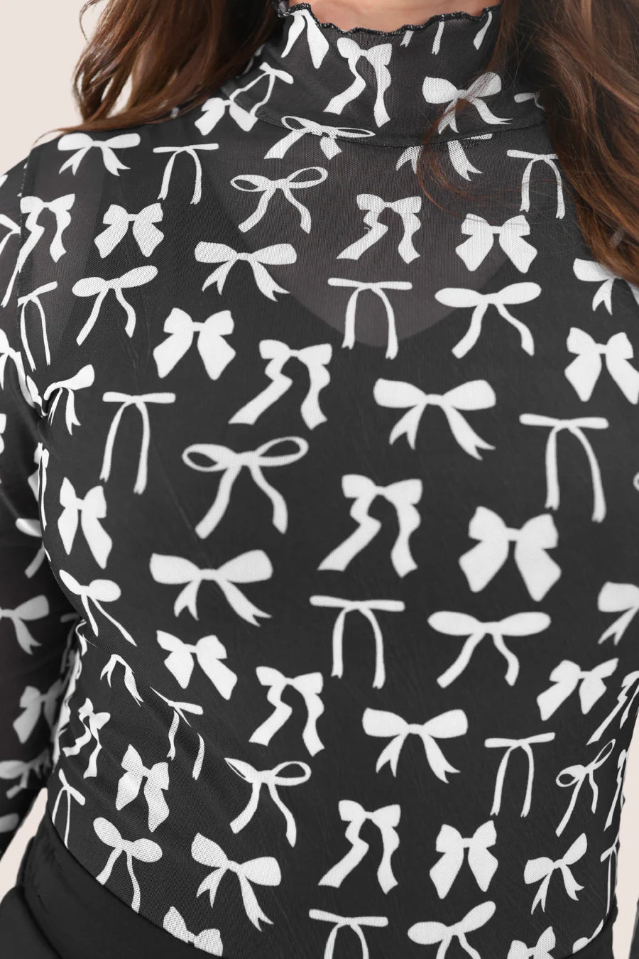 Keigan Mesh Top - White Bows