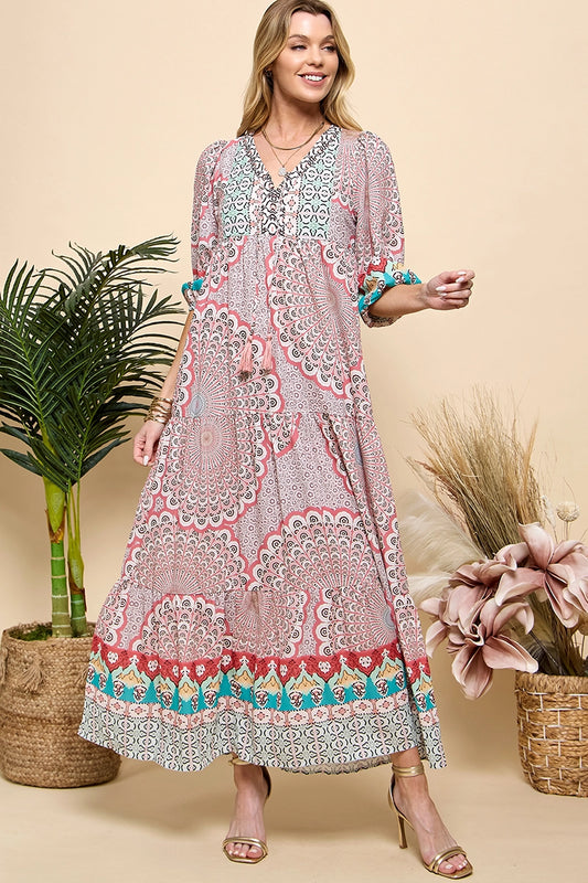 Multi Print Maxi Dress