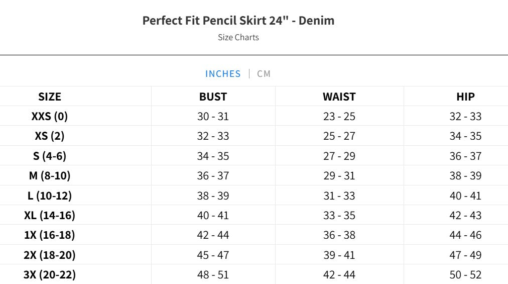 Perfect Pencil Skirt 24" - Denim
