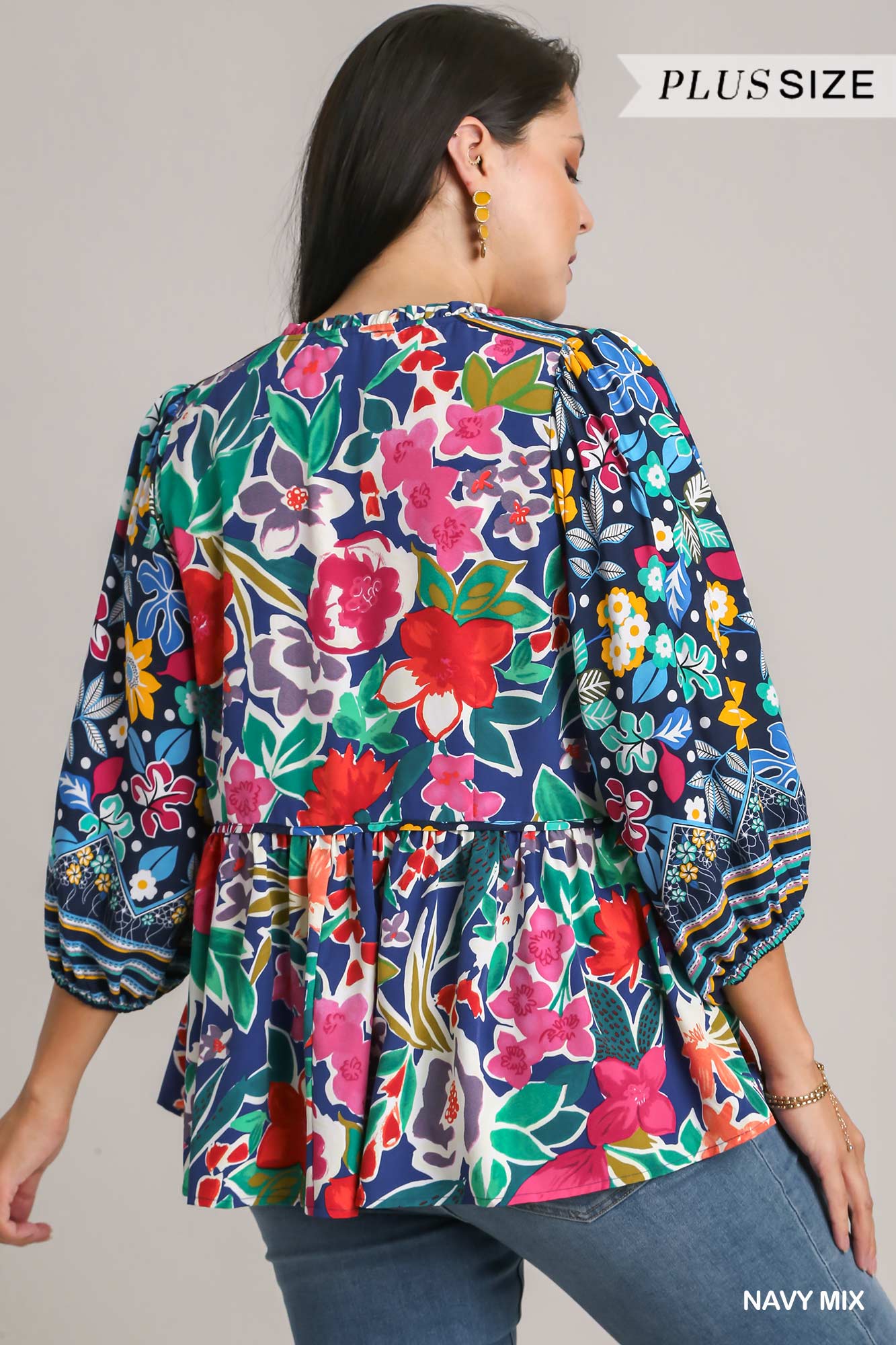 BabyDoll Mix & Match Top with Floral Print Border (PLUS)