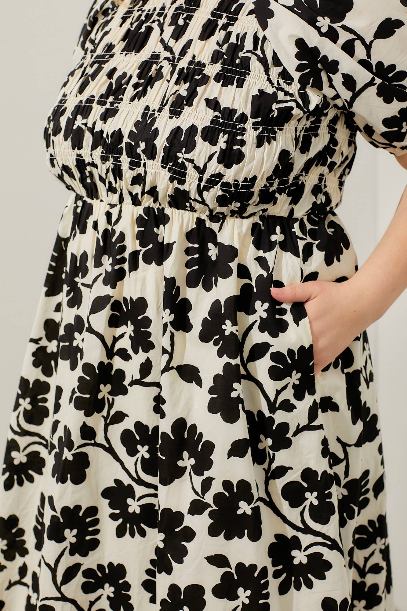 Floral Print Smocked Midi Dress