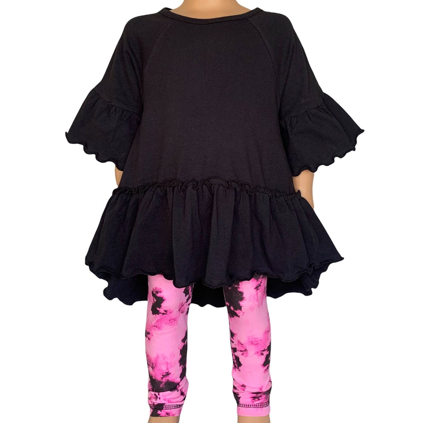 Kids' Pink & Black Tie-Dye Leggings - Soft Toddler Girl's Cotton Spandex Pants