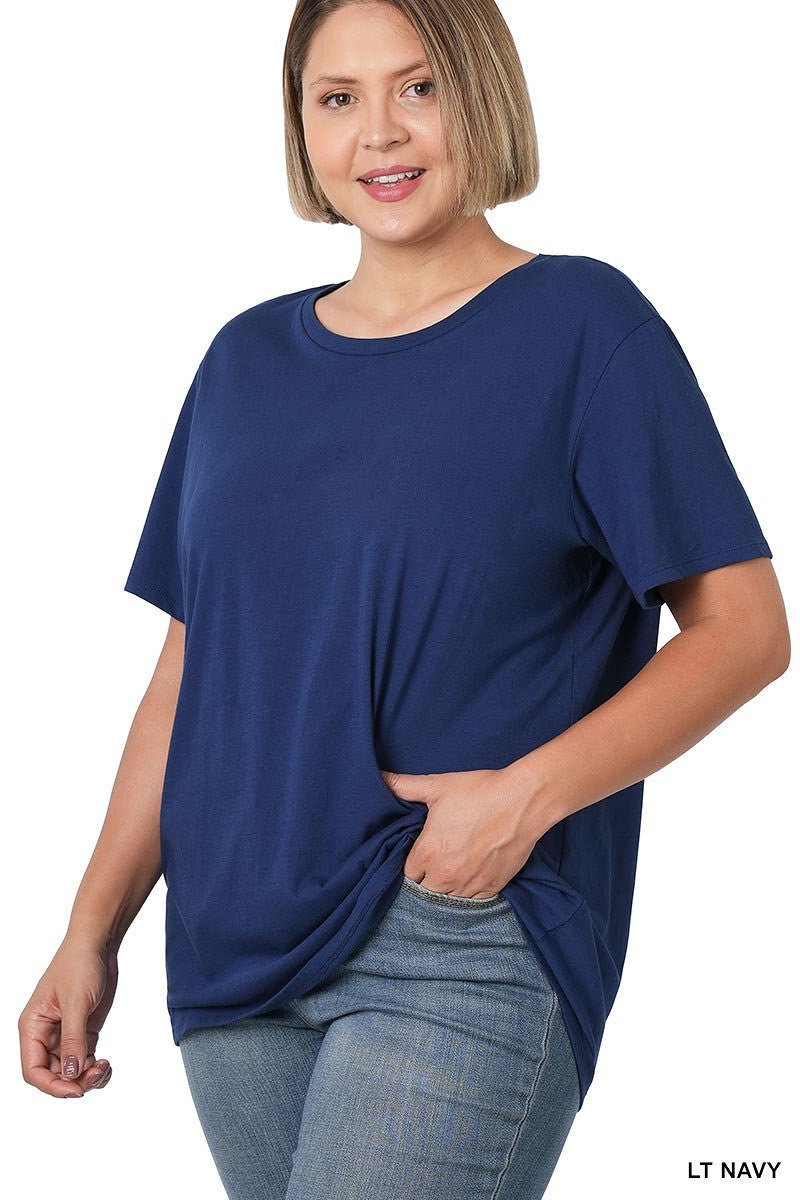 Plus Size Essential Cotton Crew Neck T-Shirt - Relaxed Fit Tee