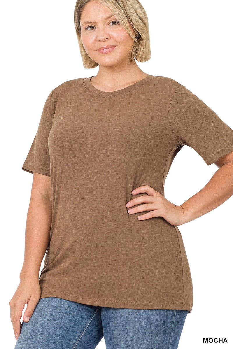 Women's Plus Size Solid T-Shirt - Soft-Touch Curvy Fit Essential Tee