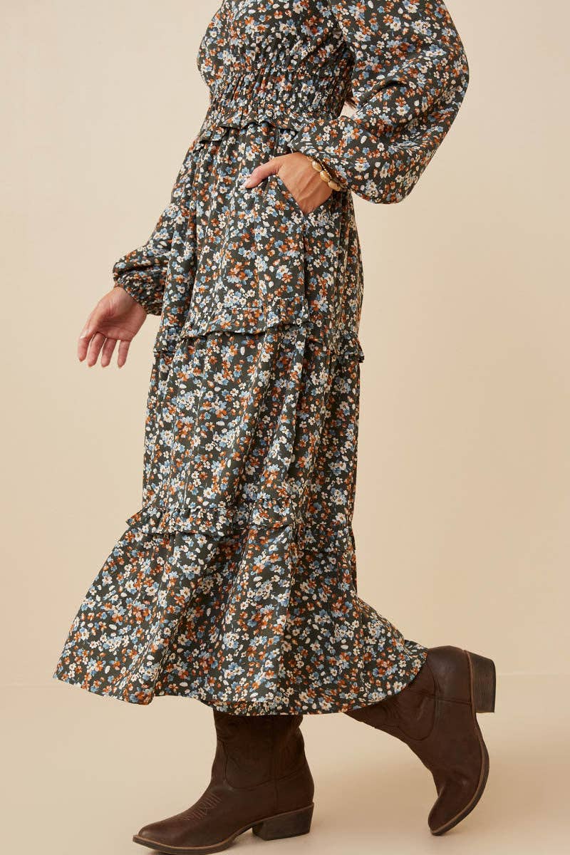 Ditsy Floral Ruffled Dress (Curvy)