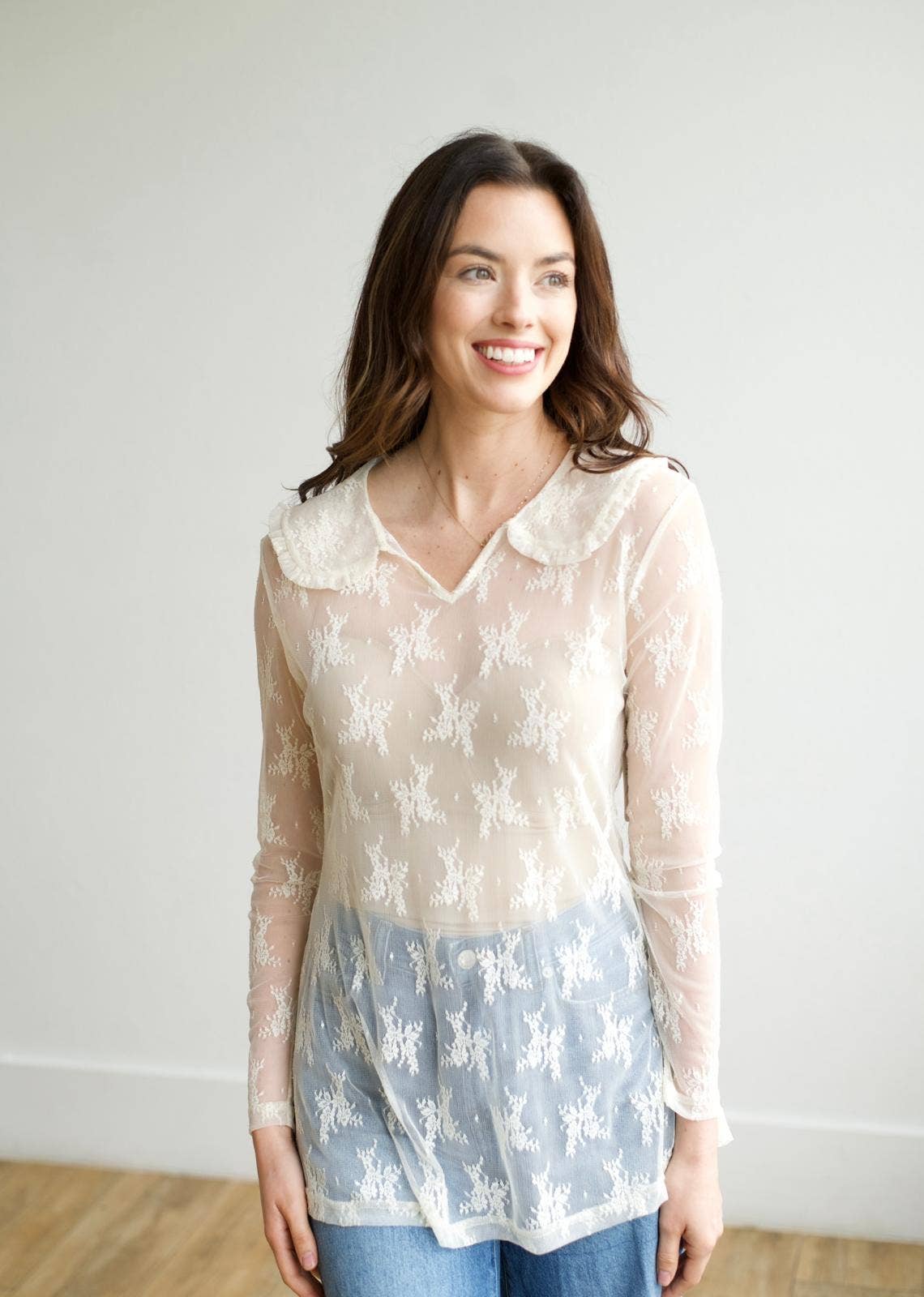 Ivory Collar Lace Top