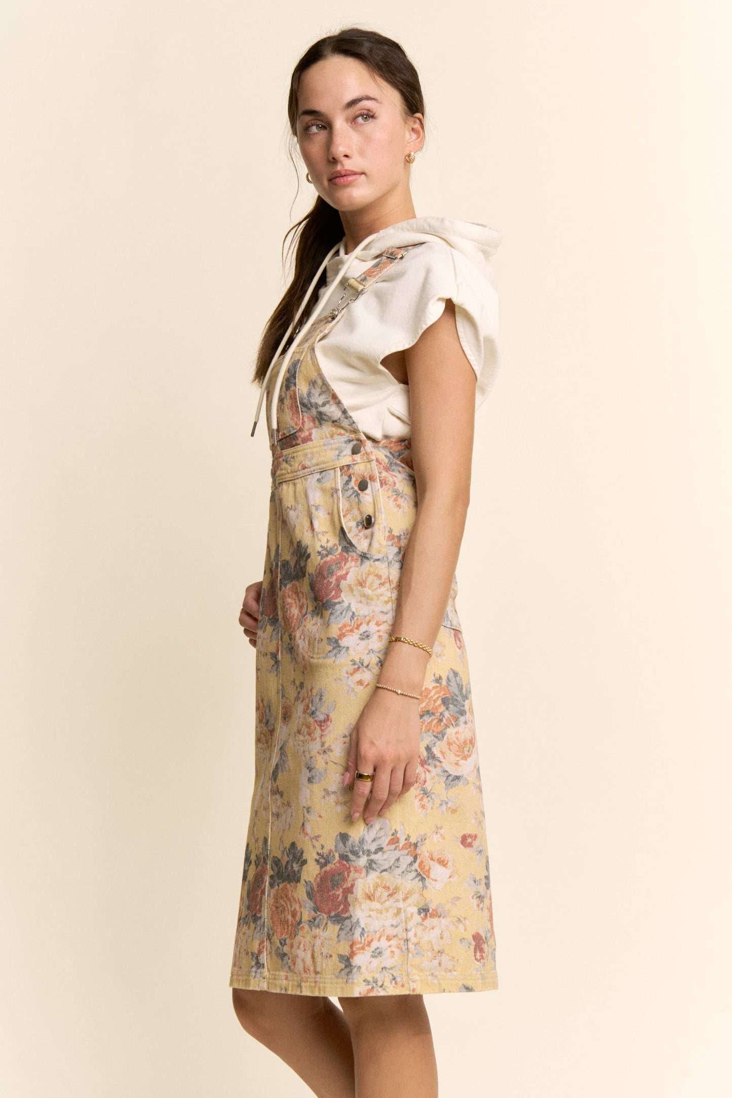 GARDEN FLOWER PRINTED DENIM SKIRTALL DRESS