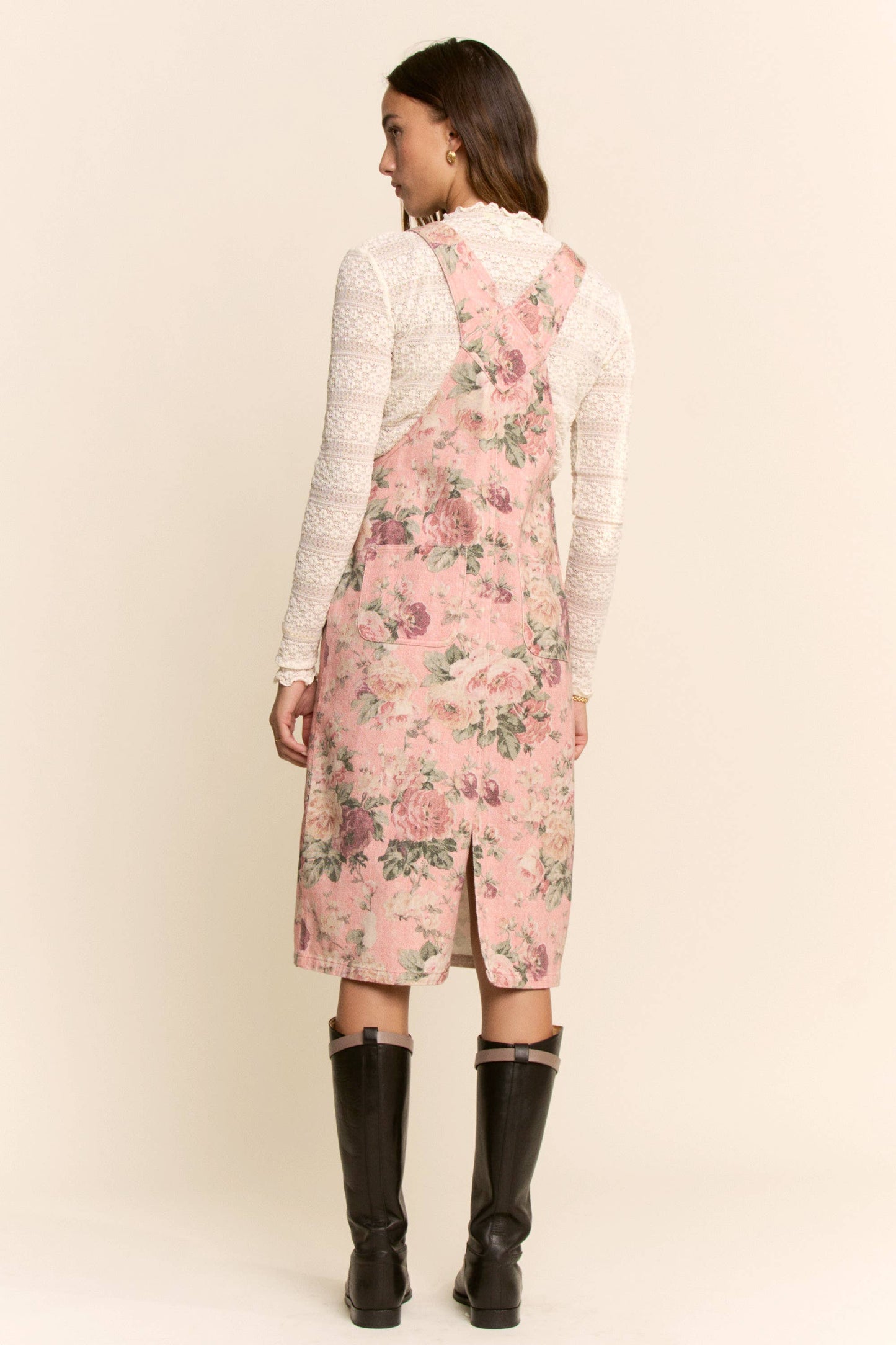 GARDEN FLOWER PRINTED DENIM SKIRTALL DRESS