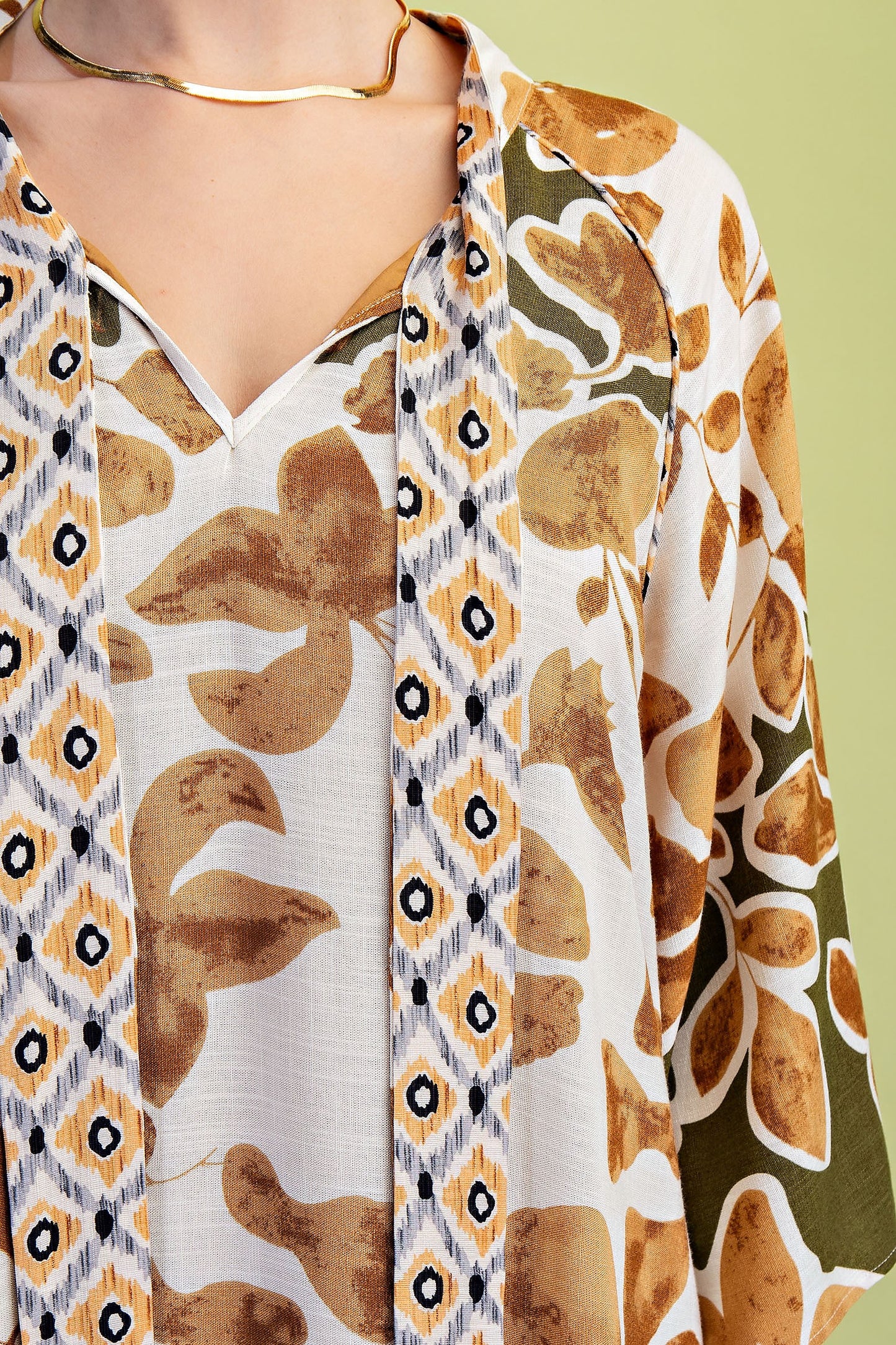 Boho Floral Print Oversized Maxi Dress with Tie Neck Collar