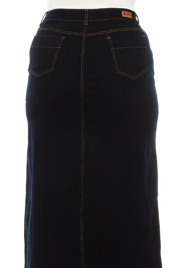 Dk Indigo Denim Maxi Skirt (Curvy)