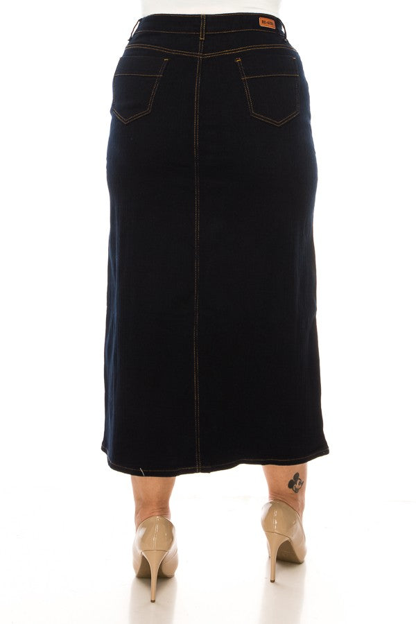 Dk Indigo Denim Maxi Skirt (Curvy)