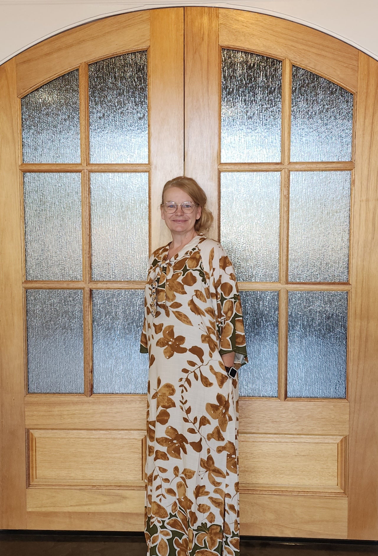 Boho Floral Print Oversized Maxi Dress with Tie Neck Collar