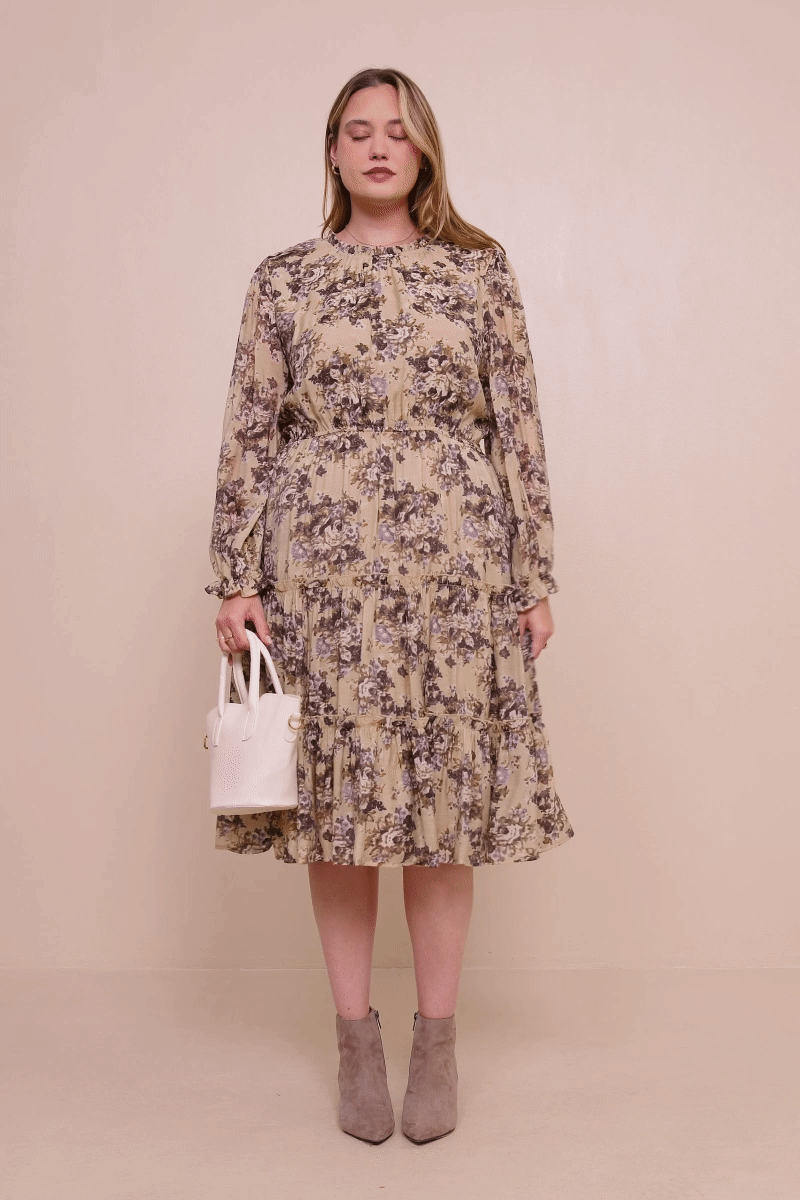 Romantic Floral Ruffle Tiered Dress