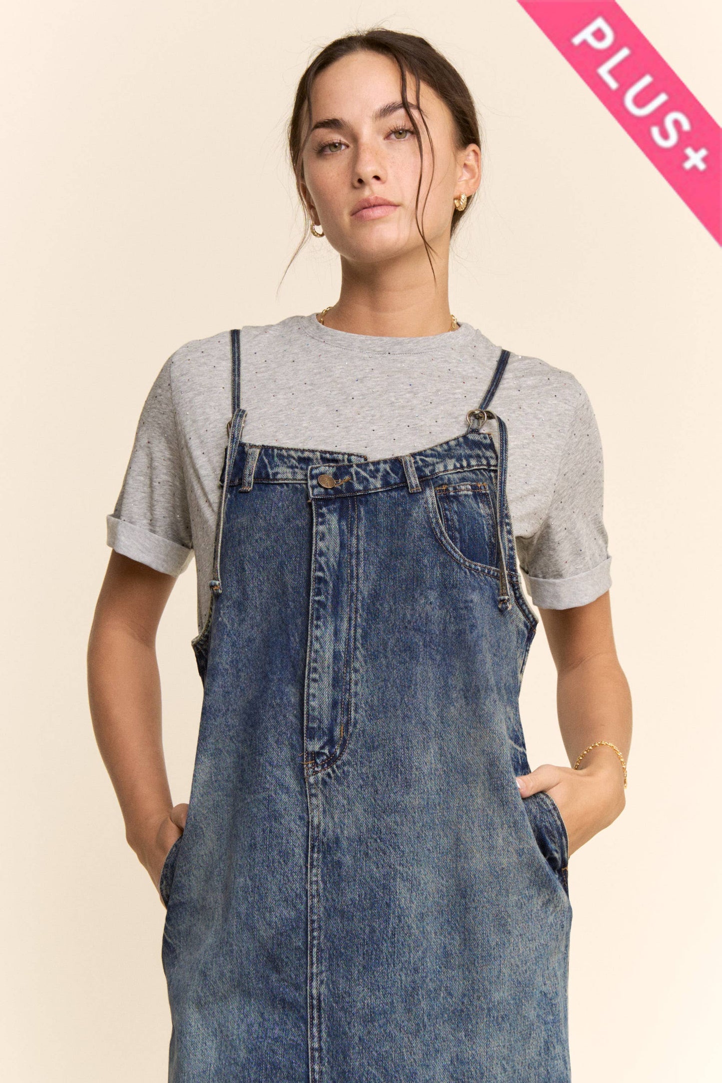 CASUAL DENIM SLIP DRESS SPAGHETTI STRAPS (Curvy)