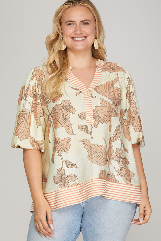 Floral Top w/Striped Border (Curvy)