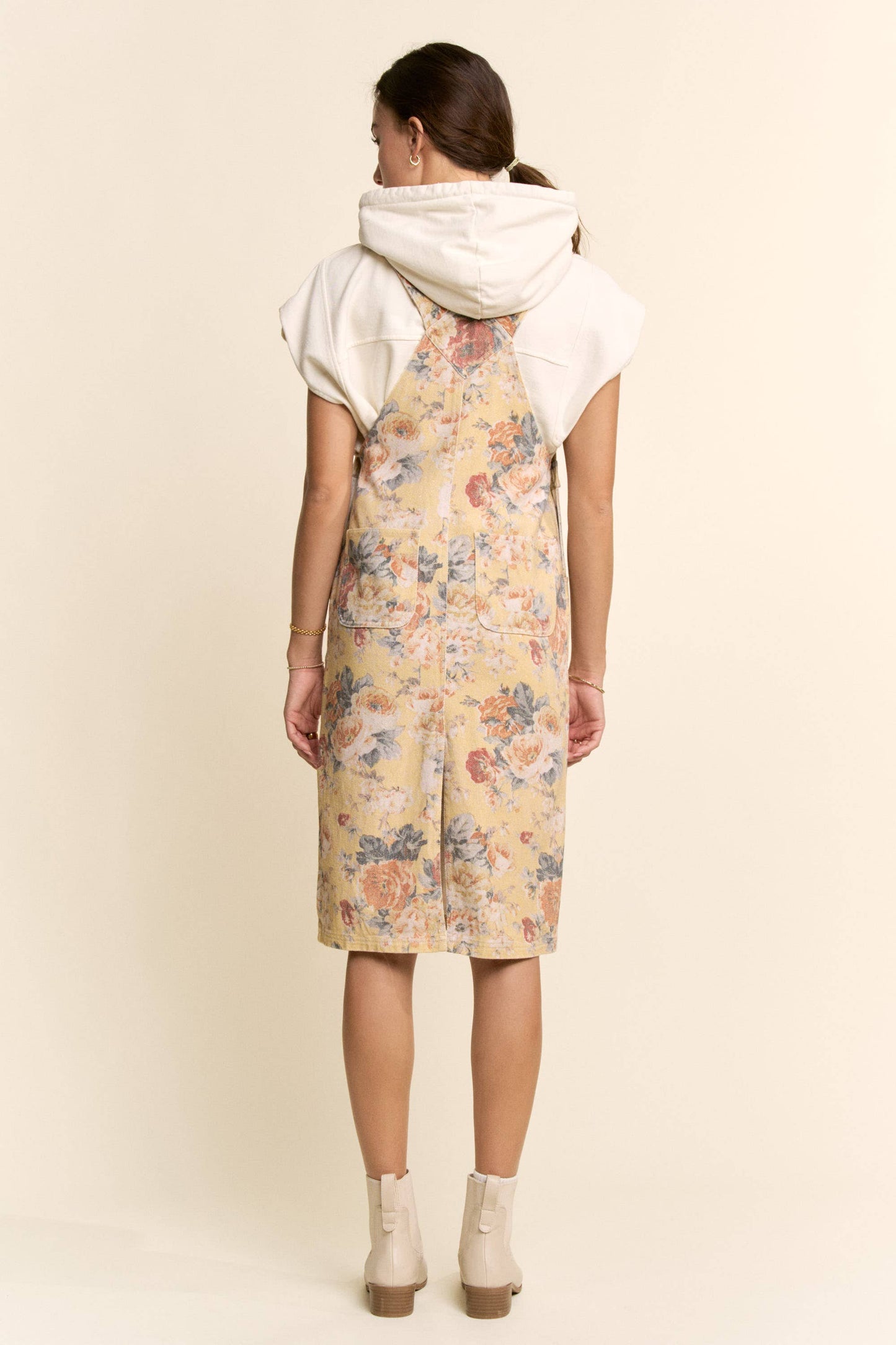 GARDEN FLOWER PRINTED DENIM SKIRTALL DRESS