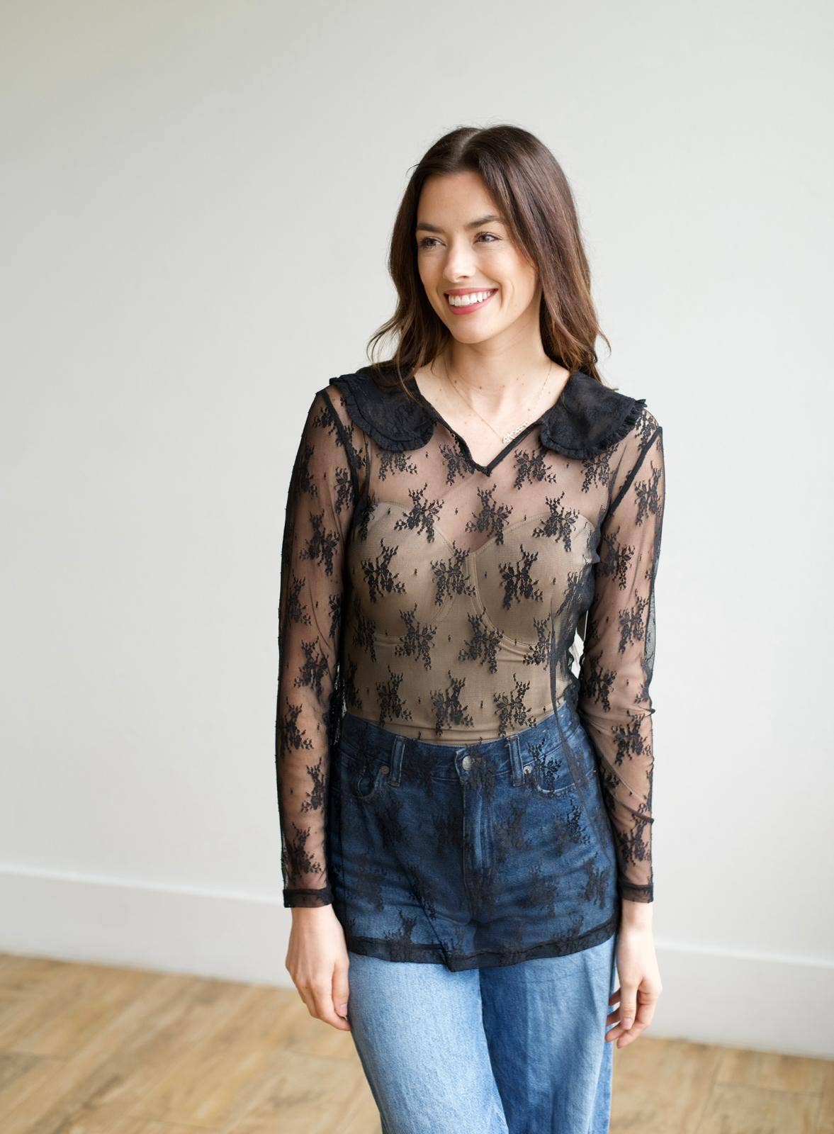 Black Collar Lace Top