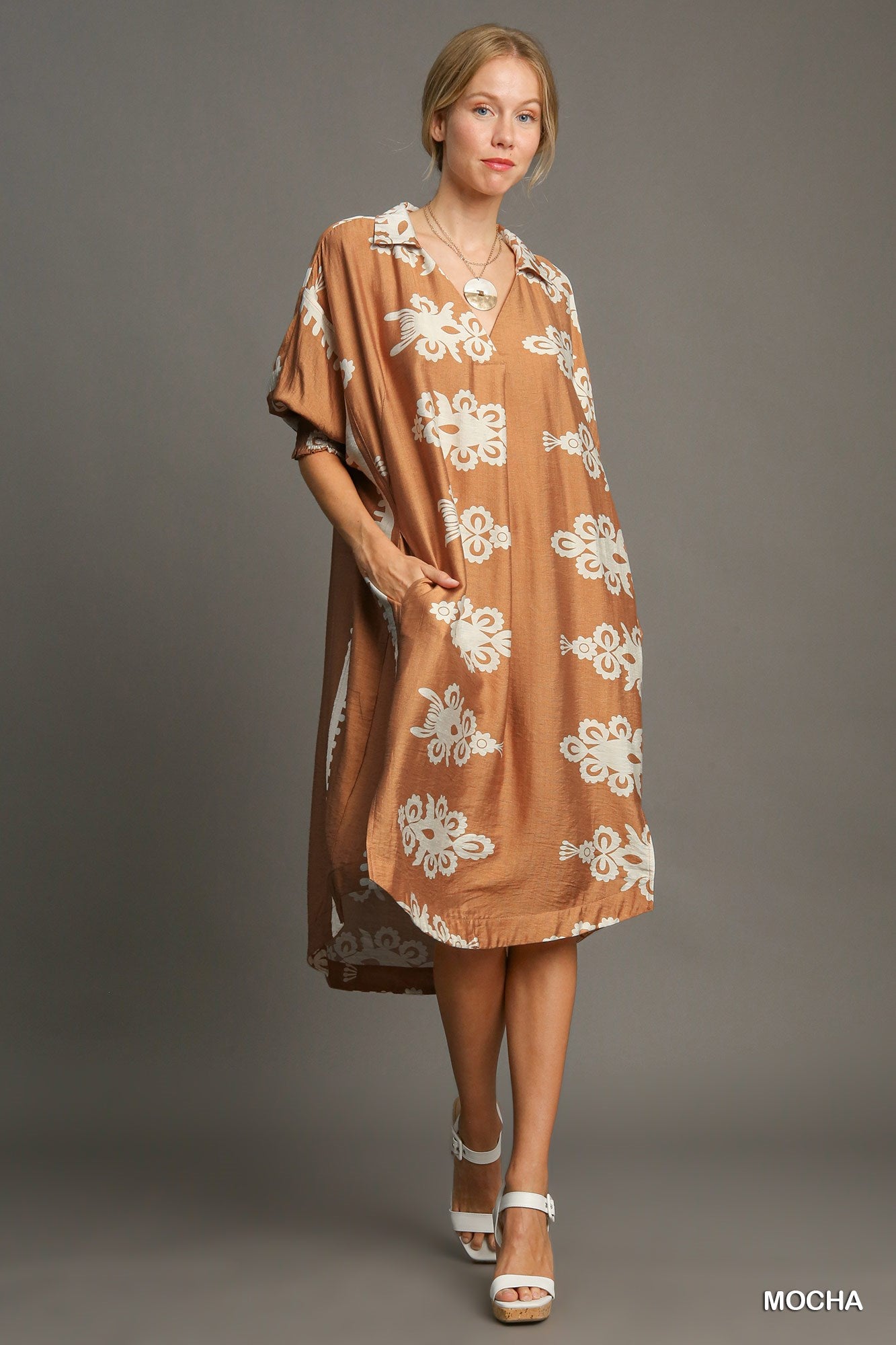 Mocha Bloom Midi Dress