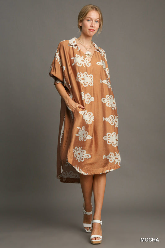 Mocha Bloom Midi Dress