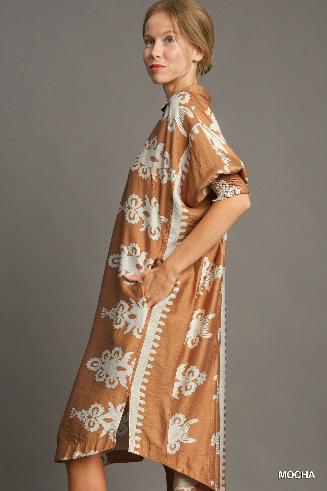 Mocha Bloom Midi Dress