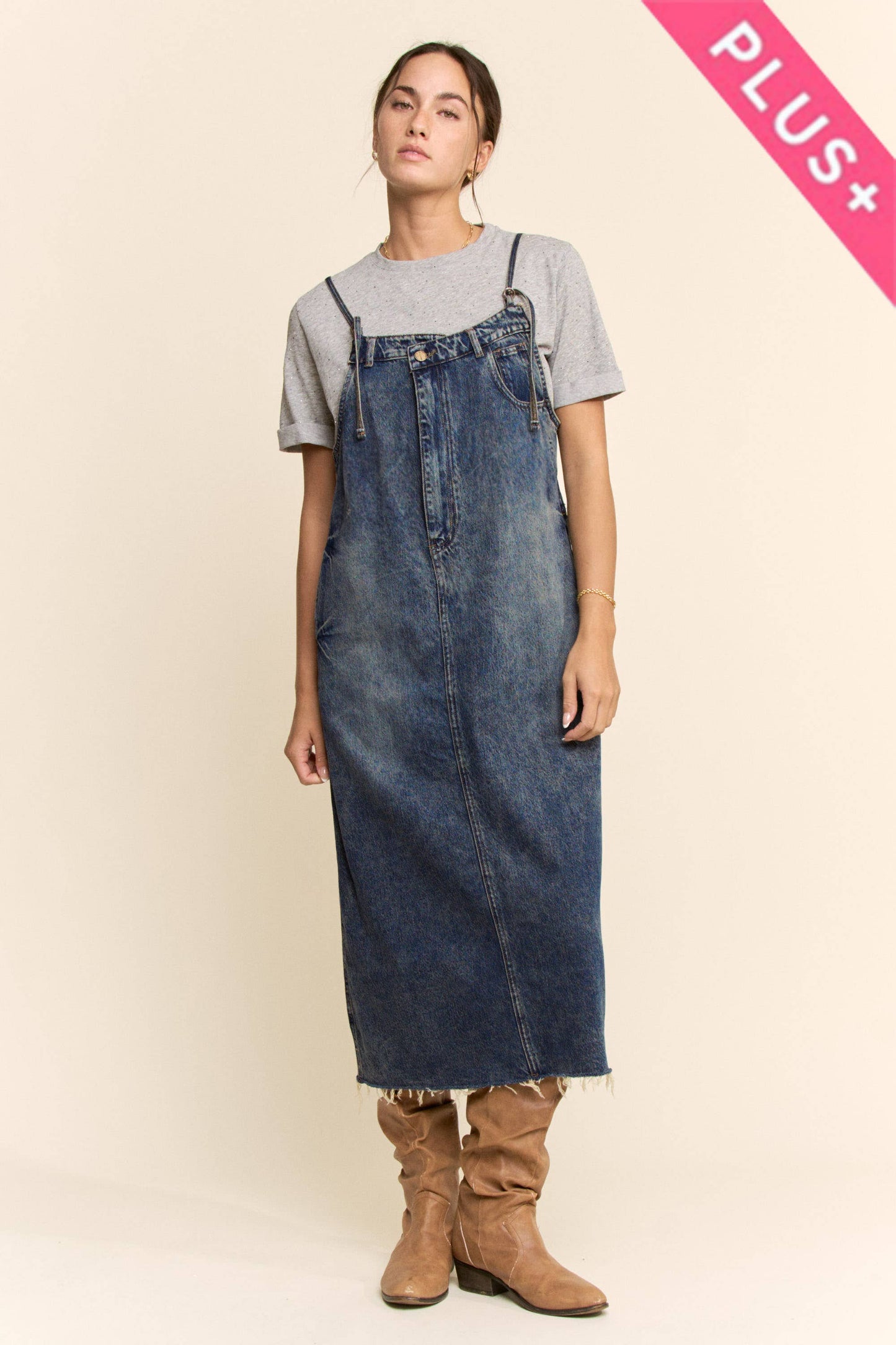 CASUAL DENIM SLIP DRESS SPAGHETTI STRAPS (Curvy)