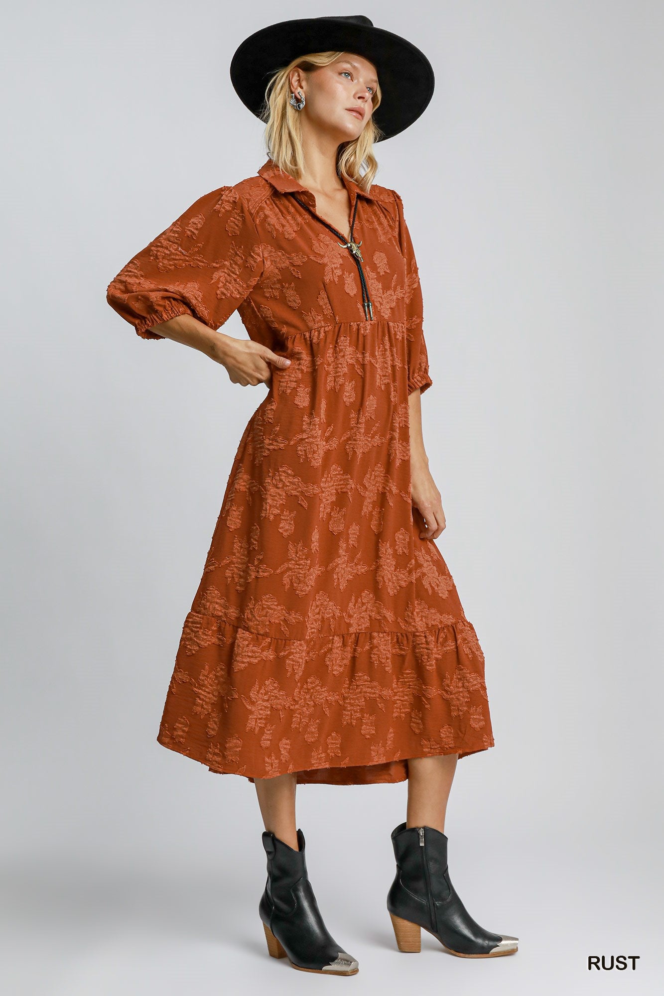 Clay Blossom Midi Dress