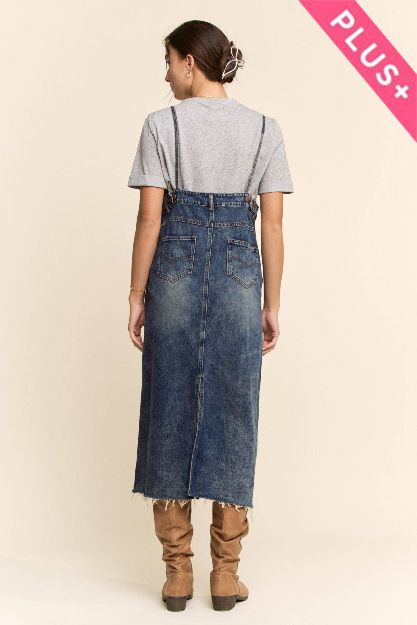 CASUAL DENIM SLIP DRESS SPAGHETTI STRAPS (Curvy)