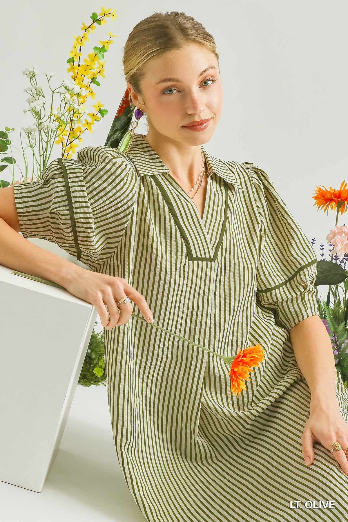 Simply Southern Olive Striped Dress