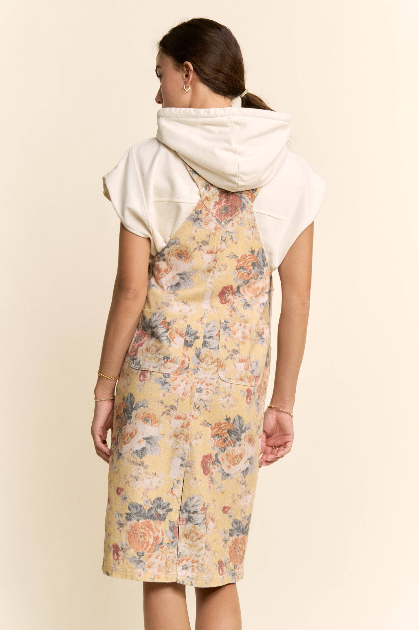 GARDEN FLOWER PRINTED DENIM SKIRTALL DRESS