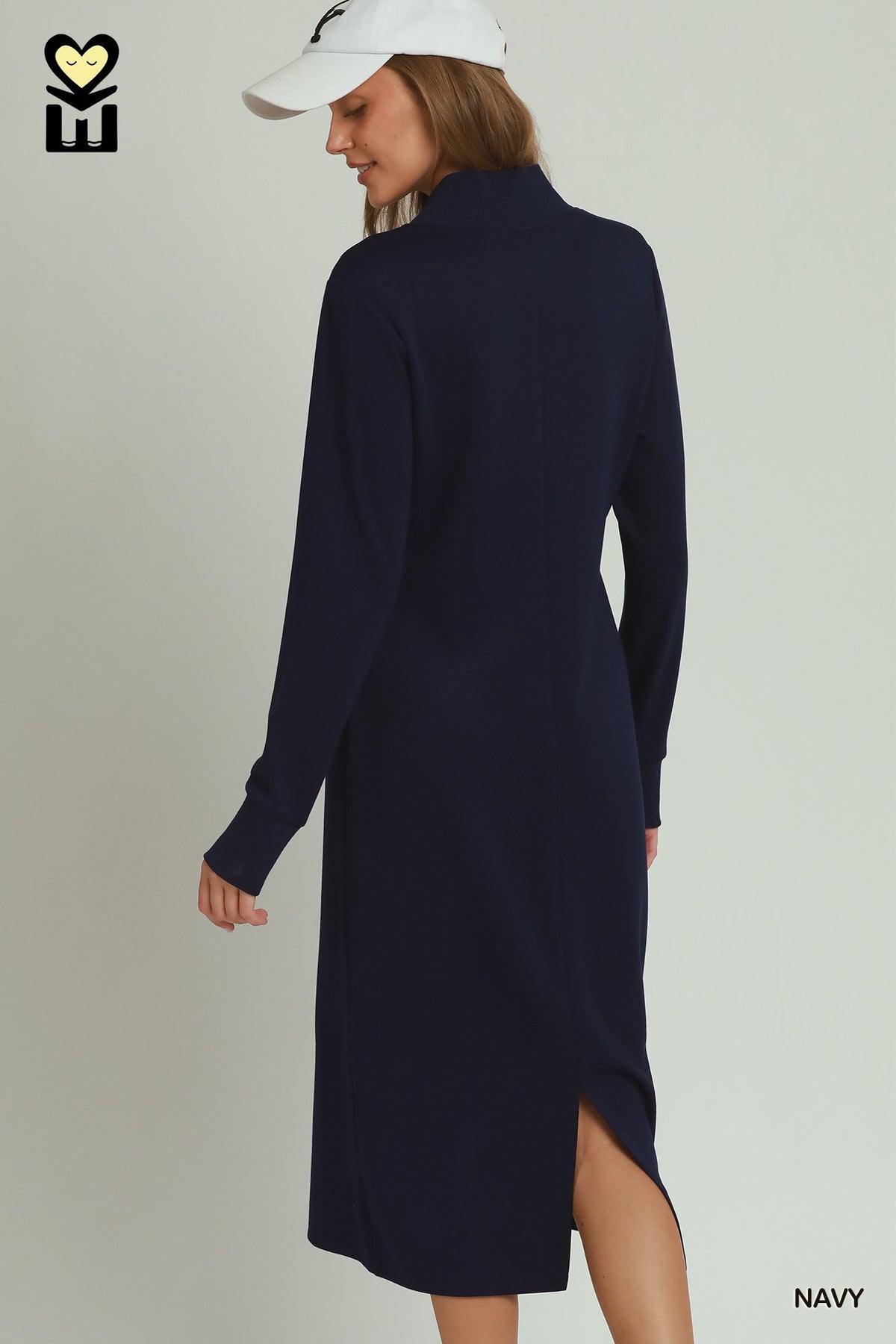 LuxeKnit Half-Zip Midi Dress