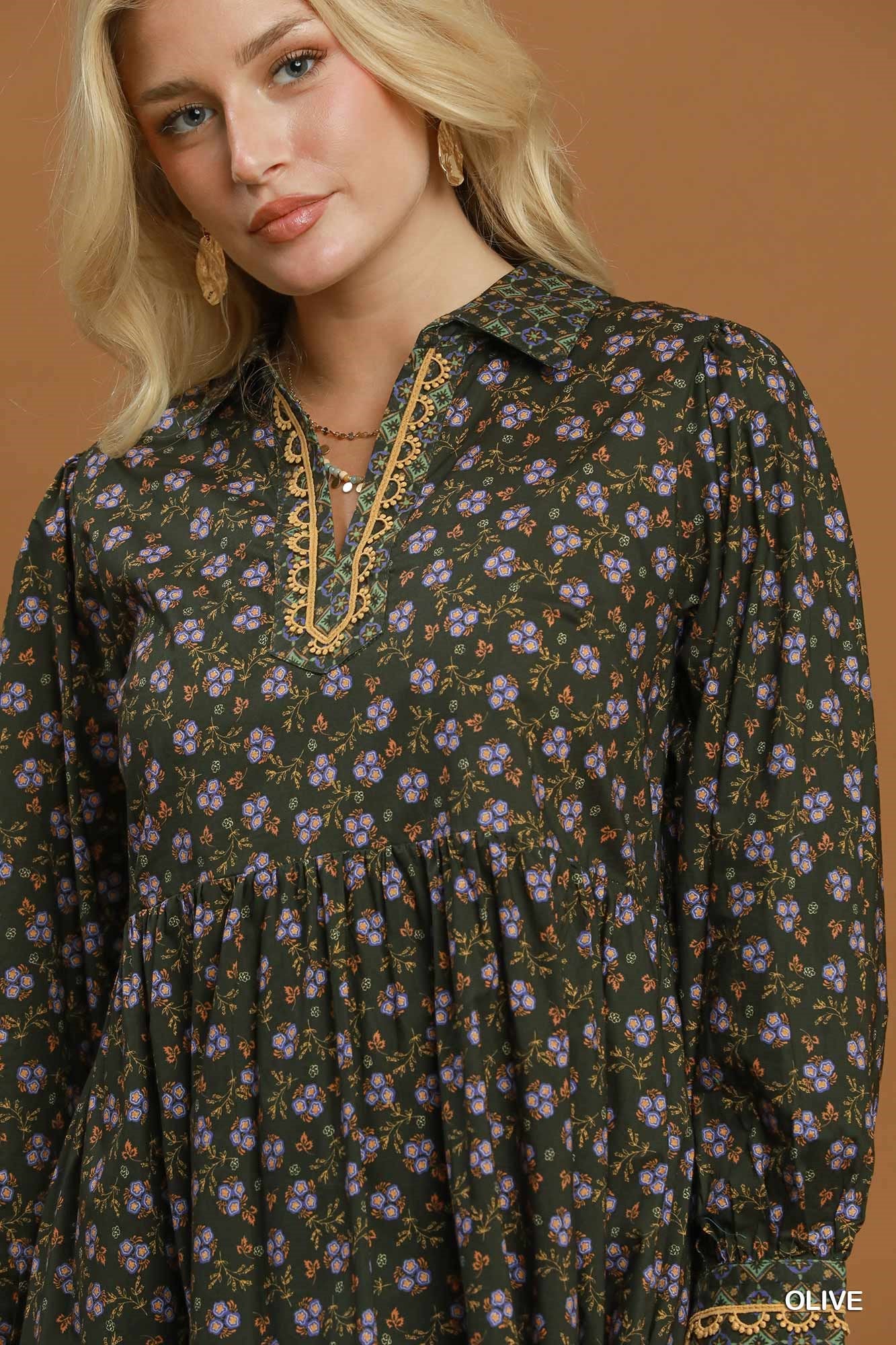 Floral Mix Media Print Midi Dress