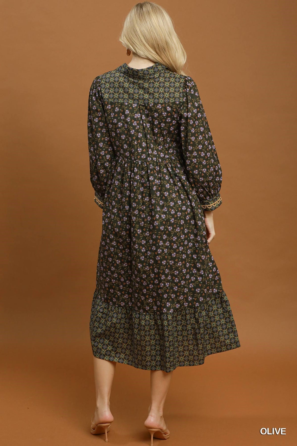 Floral Mix Media Print Midi Dress